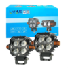 HJG Hazard Series S65 Quad 4x4 120W LED Fog Lights with Red Devil Eye and Amber Hazard DRL