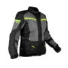 Rynox Stealth Air Pro Jacket Black Hi-Viz Green mesh touring riding jacket with high visibility panels