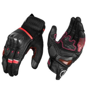 Rynox Tornado Pro 4 Carbon Edition Gloves Black Red with Carbon Knuckle Protection