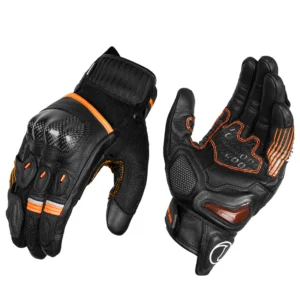 Rynox Tornado Pro 4 Gloves Carbon Edition Black Orange with carbon knuckle and FAST-R wrist protection