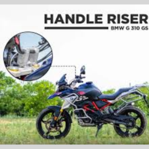 ZANA 43mm aluminum silver vertical handle riser installed on BMW G 310 GS motorcycle