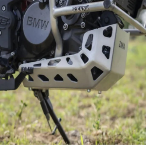 ZANA Aluminium Heavy Duty Silver Sump Guard Installed on BMW G310 GS Adventure Motorcycle