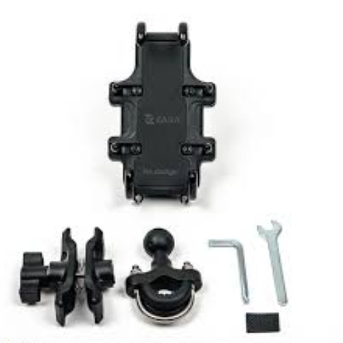 ZANA Universal Mobile Holder BLU without charger mounted on motorcycle handlebar