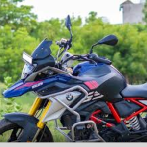 ZANA 43mm aluminum silver vertical handle riser installed on BMW G 310 GS motorcycle