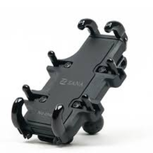 ZANA Universal Mobile Holder BLU without charger mounted on motorcycle handlebar
