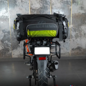 ZANA Broozer 50L Tail Bag mounted on BMW 310 GS top rack for touring