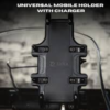 ZANA Universal Mobile Holder with Charger BLU mounted on motorcycle handlebar