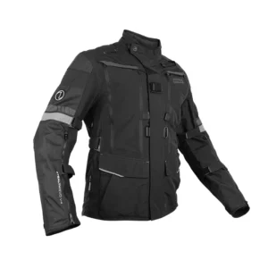 Rynox Stealth Evo 4 Jacket Charcoal Black touring motorcycle riding jacket front view