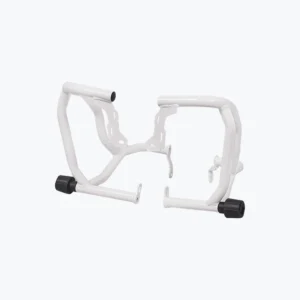 JB Racing X Pulse 210 Defenso Crash Guard With Slider White installed on motorcycle