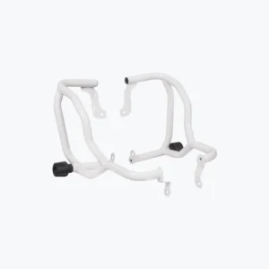 JB Racing X Pulse 210 Defenso Crash Guard With Slider White installed on motorcycle