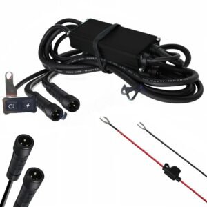 HJG 3 wire fog light wiring harness kit with dual colour flashing mode and braided wire