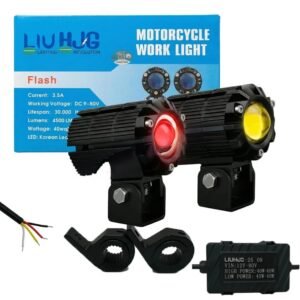 HJG CNC Mini Drive 80W Version 7 LED Projector Fog Lights with Red DRL for Cars and Bikes