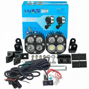 HJG 4x4 Projector Lens Fog Light 80W LED with Wiring Kit for Cars and Bikes