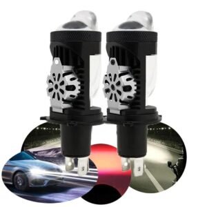 HJG RTD Lens H4 LED Projector Headlight with Red Devil DRL for Bike and Car