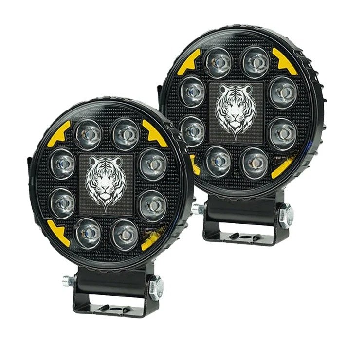 HJG 8 LED Tiger Round Fog Light 60W for Bikes & Cars – Bright White, IP67 Waterproof
