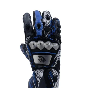 Roaring Toyz Titan Full Gauntlet Gloves Black Blue with metal knuckle protection
