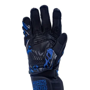 Roaring Toyz Titan Full Gauntlet Gloves Black Blue with metal knuckle protection