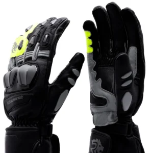 Roaring Toyz 33 Knight Full Gauntlet Leather Riding Gloves with TPU Protection