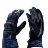 Roaring Toyz 33 Speedx Full Gauntlet Gloves Black Blue leather riding gloves with TPU protection