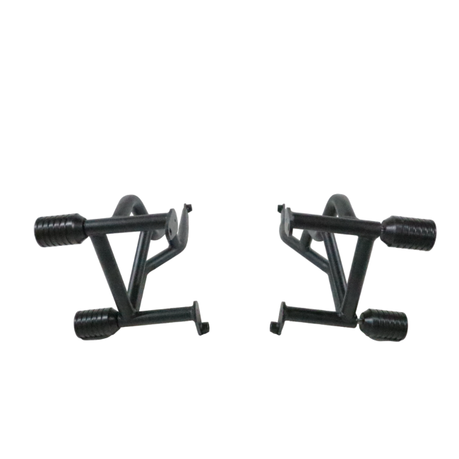 Motocare 4 Slider Crash Guard installed on Triumph Scrambler 400X for engine and frame protection