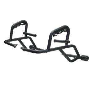 Motocare crash guard with dual sliders installed on Kawasaki Versys 300 for engine and frame protection