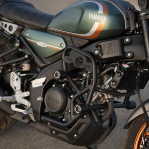 MotoCare 4 Slider Crash Guard installed on Yamaha XSR 155 for bike protection