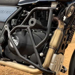 Moto Torque Guardian Crash Guard installed on Royal Enfield Himalayan adventure motorcycle