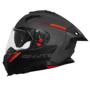 IGNYTE IGN-16 ISS DOT Quantumm Matt Dark Grey Anthracite Red Orange Full Face Helmet with Sun Visor