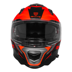 IGNYTE IGN-16 ISS DOT Quantumm Glossy Fluo Red Full Face Helmet with Sun Visor