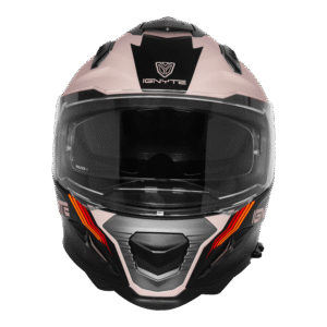 IGNYTE IGN-16 ISS DOT Quantumm Matt Warm Grey Red Orange Full Face Helmet with Sun Visor and Pinlock Lens