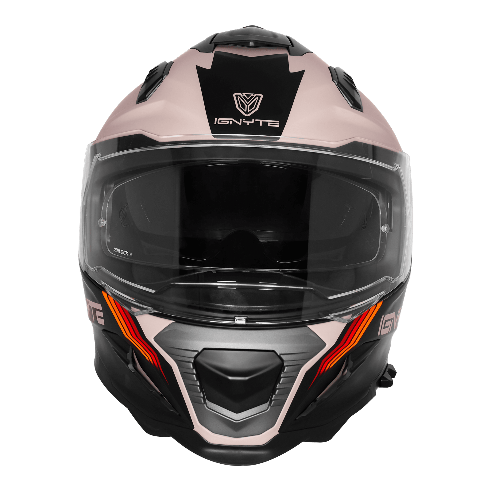 IGNYTE IGN-16 ISS DOT Quantumm Matt Warm Grey Red Orange Full Face Helmet with Sun Visor and Pinlock Lens