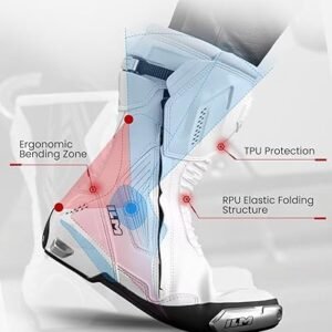ILM BRC1 White Motorcycle Racing Boots with TPU protection and dual-layer safety design