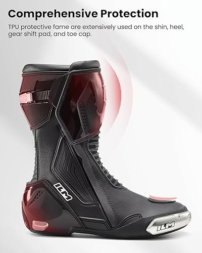 ILM BRC1 Black Motorcycle Racing Boots with TPU protection and dual-layer safety design