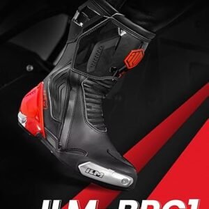 ILM BRC1 red motorcycle racing boots with CE protection and TPU armor