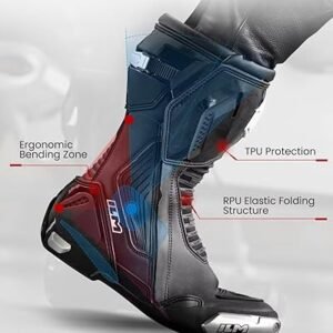 ILM BRC1 Black Motorcycle Racing Boots with TPU protection and dual-layer safety design