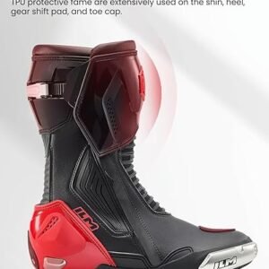 ILM BRC1 red motorcycle racing boots with CE protection and TPU armor