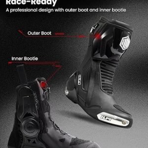 ILM BRC1 Black Motorcycle Racing Boots with TPU protection and dual-layer safety design