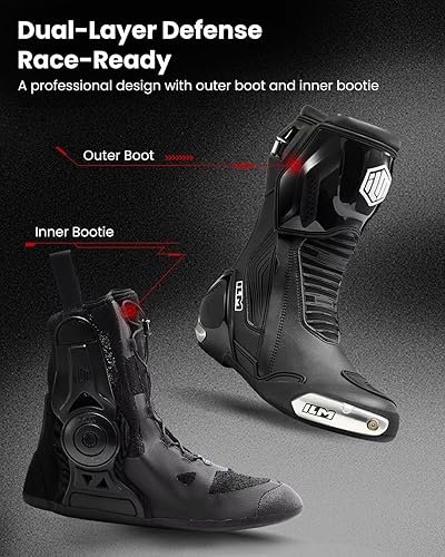 ILM BRC1 Black Motorcycle Racing Boots with TPU protection and dual-layer safety design