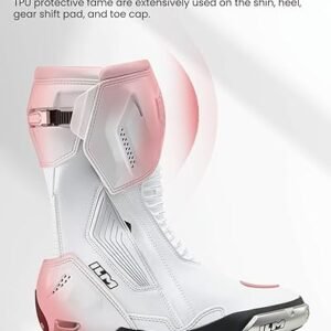 ILM BRC1 White Motorcycle Racing Boots with TPU protection and dual-layer safety design