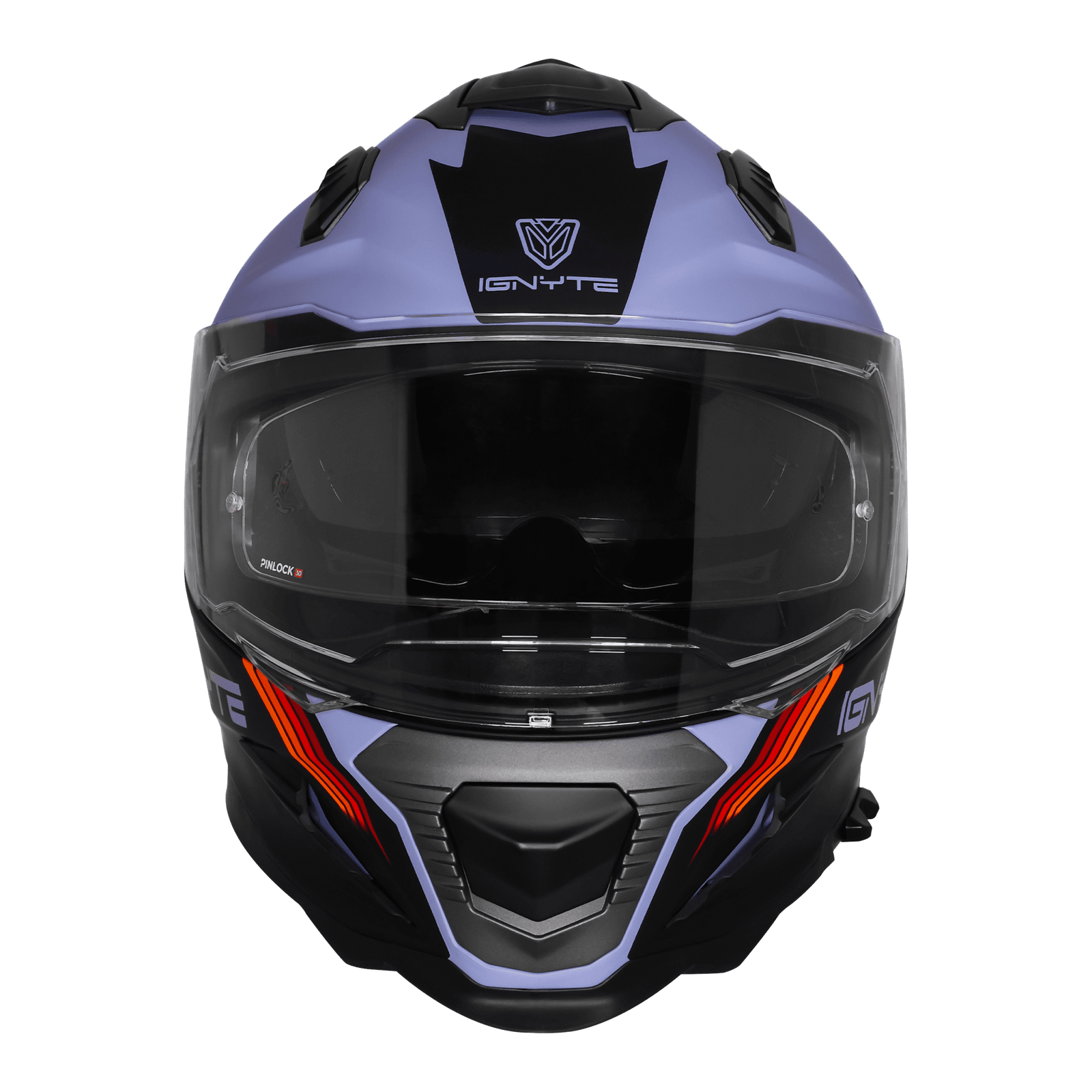 IGNYTE IGN-16 ISS DOT Quantumm Glossy Metal Blue with Red Orange full face helmet with sun visor