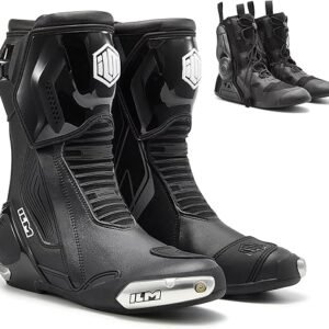 ILM BRC1 Black Motorcycle Racing Boots with TPU protection and dual-layer safety design