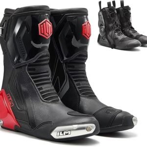 ILM BRC1 red motorcycle racing boots with CE protection and TPU armor
