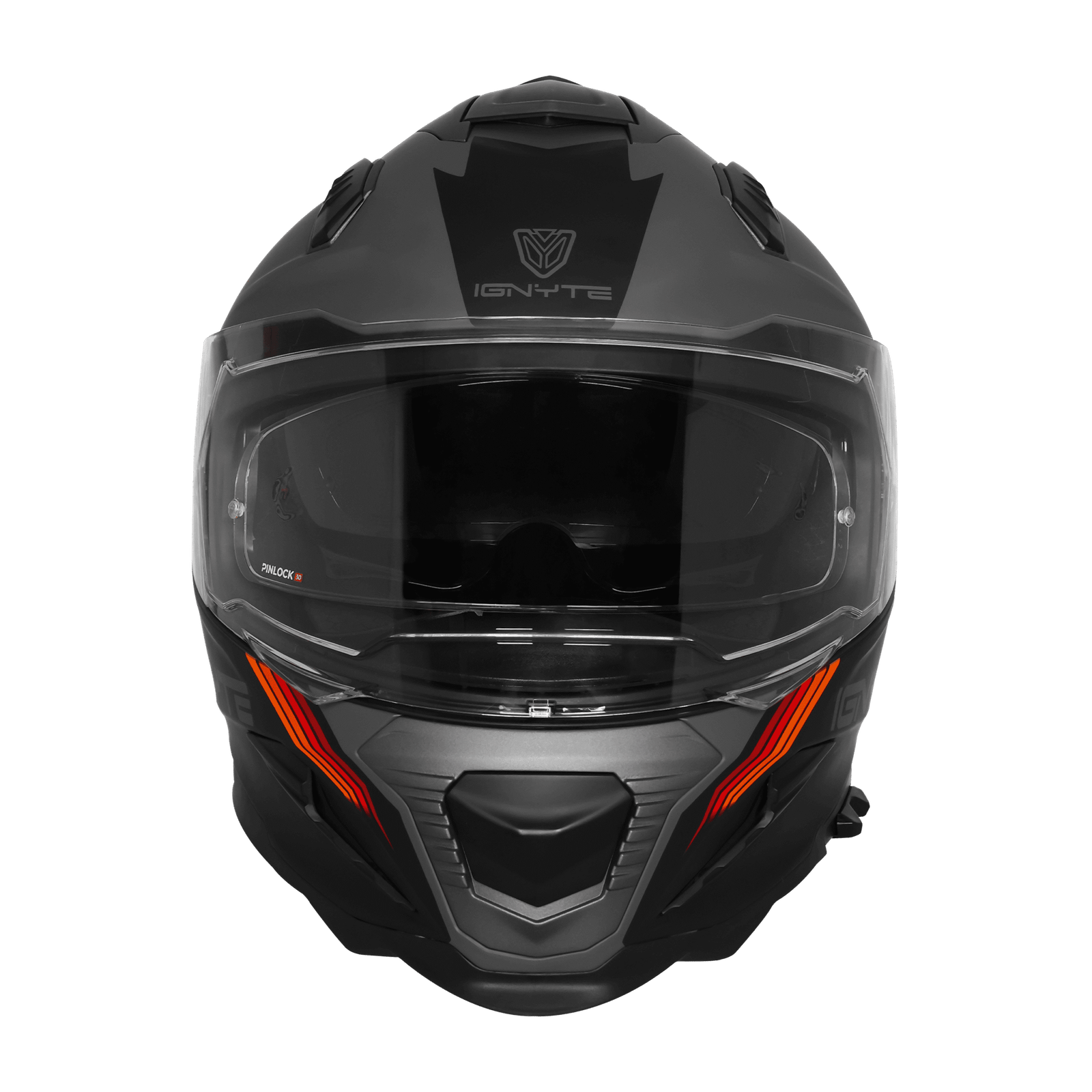 IGNYTE IGN-16 ISS DOT Quantumm Matt Dark Grey Anthracite Red Orange Full Face Helmet with Sun Visor
