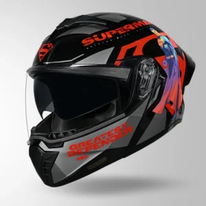Studds Trooper Superman Edition Helmet Black and Red Flip Up Helmet with Superman Graphics