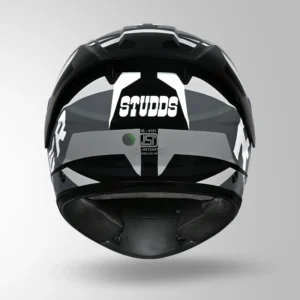 Studds Raider D2 Brook Decor Helmet Black and White ISI Certified Riding Helmet