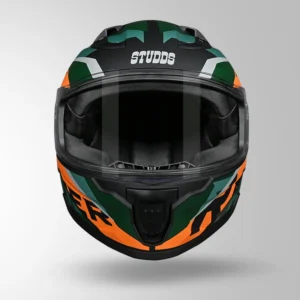 Studds Raider D2 Brook Decor Matt Black Green ISI Certified Full Face Helmet