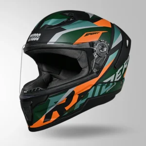Studds Raider D2 Brook Decor Matt Black Green ISI Certified Full Face Helmet