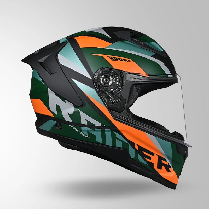 Studds Raider D2 Brook Decor Matt Black Green ISI Certified Full Face Helmet