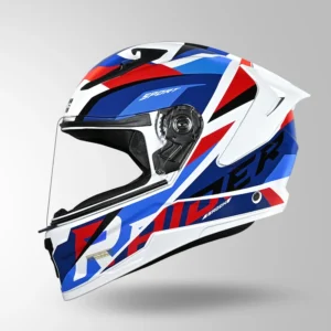 STUDDS Raider D2 Brook Decor Helmet White Blue ISI certified full face helmet for motorcycle riders
