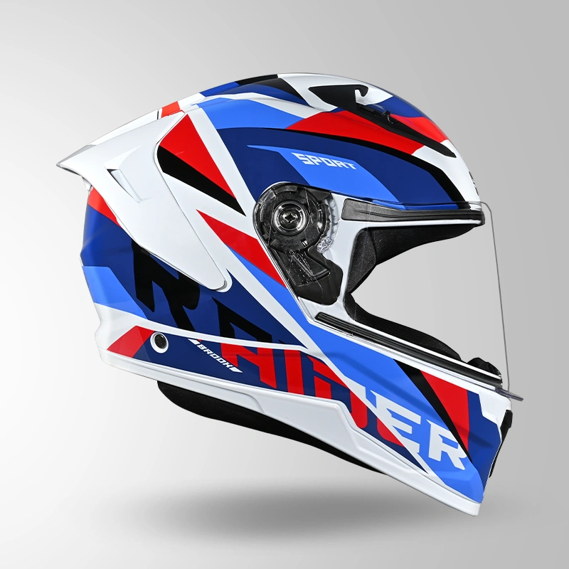 STUDDS Raider D2 Brook Decor Helmet White Blue ISI certified full face helmet for motorcycle riders